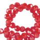 Abalorios de vidrio redondos facetados 4mm - Rojo hoguera-revestimiento pearl shine